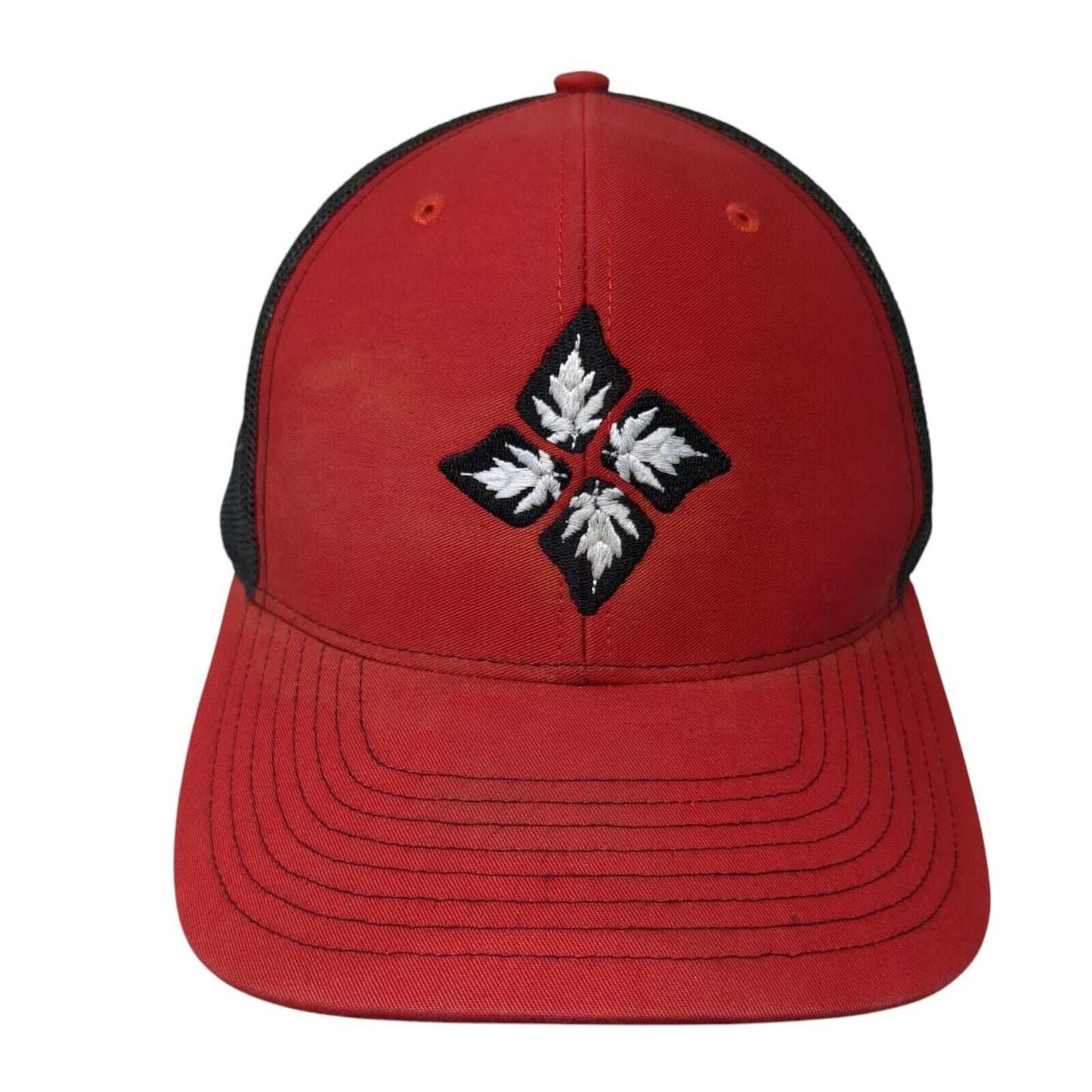 Richardson Snapback Mesh Back Trucker Hat Red One Size Logo Embroidered