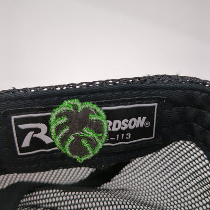 Joy Striped Patch Snapback Trucker Hat Black One Size Solid Mesh Back