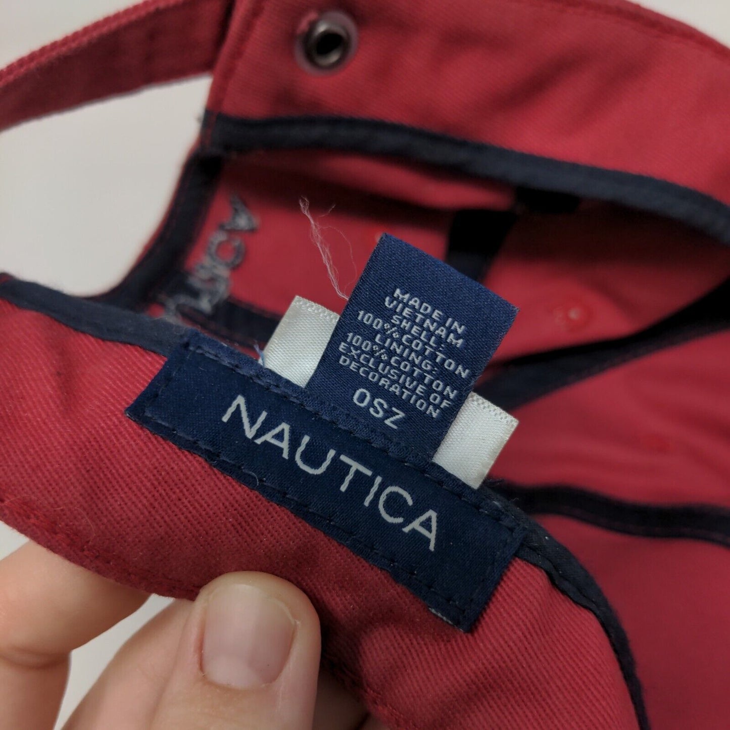 Nautica Slideback Hat Red One Size Adjustable Embroidered 6 Panel