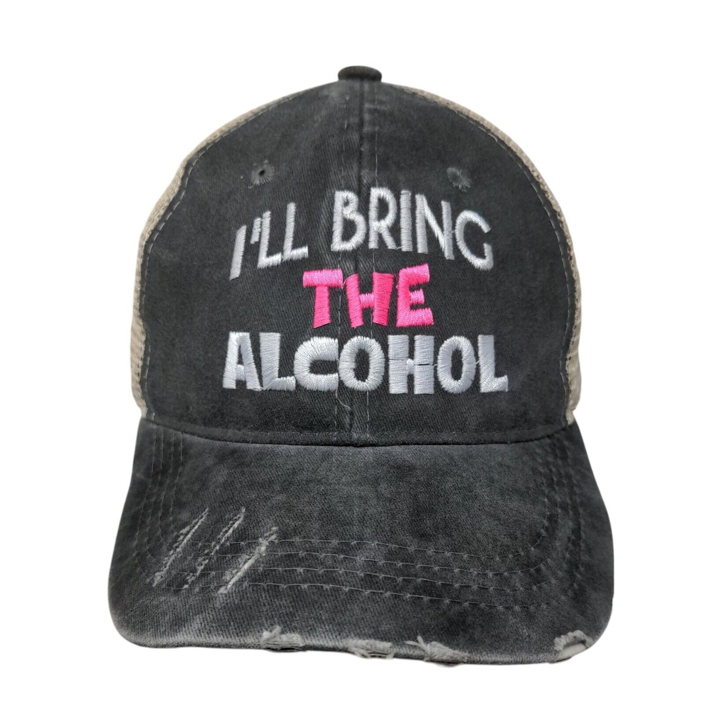 I'll Bring The Alcohol Snapback Trucker Hat Gray OSFM Adjustable Mesh Back