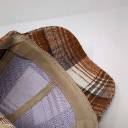 Unbranded Strapback Hat Brown One Size Adjustable Plaid Vented Holes 6 Panel