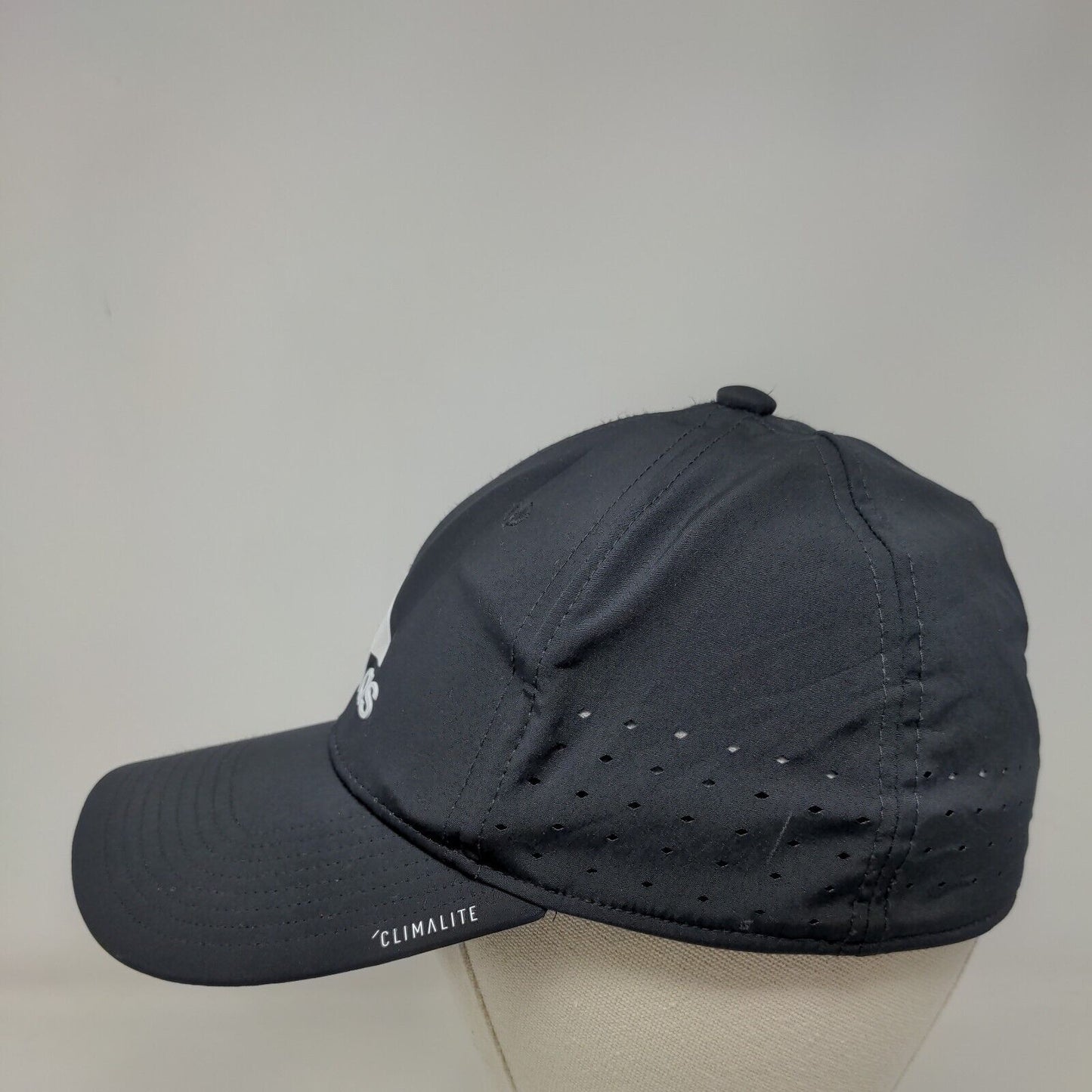 Adidas Climalite Fitted Hat Black Small/Medium Laser Cut Solid 6 Panel