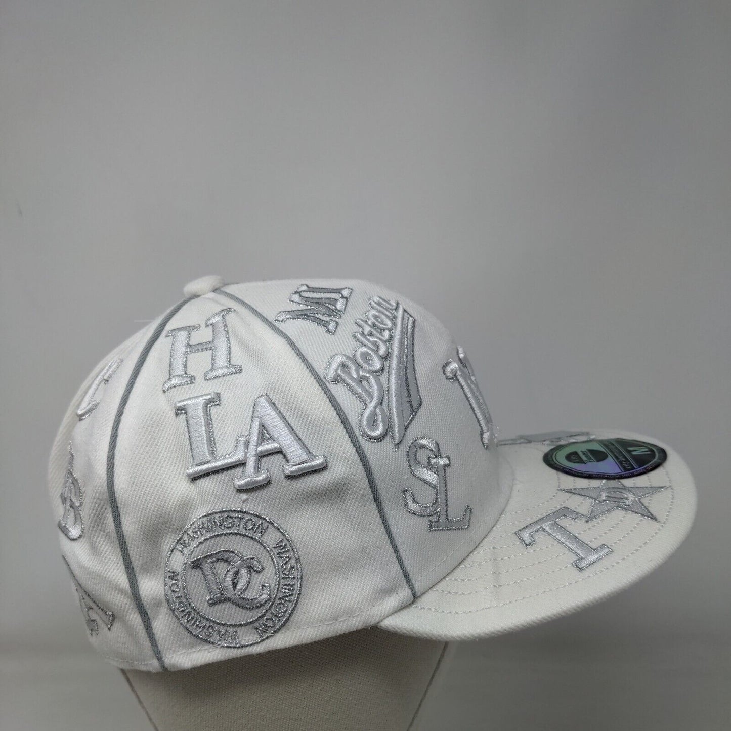NY New York Boston City Hunter Fitted Hat White 7 1/4 Embroidered 6 Panel