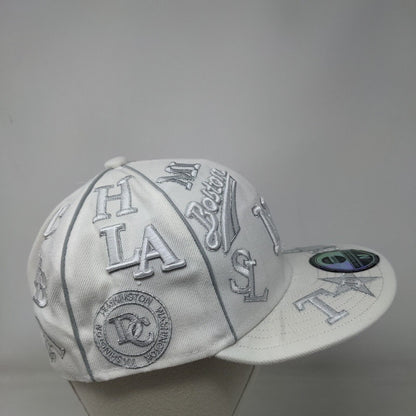 NY New York Boston City Hunter Fitted Hat White 7 1/4 Embroidered 6 Panel