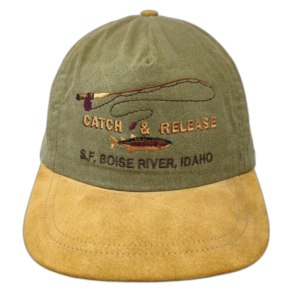 Impressions 5 Panel Green One Size Catch Release Boise River Idaho Fishing Hat