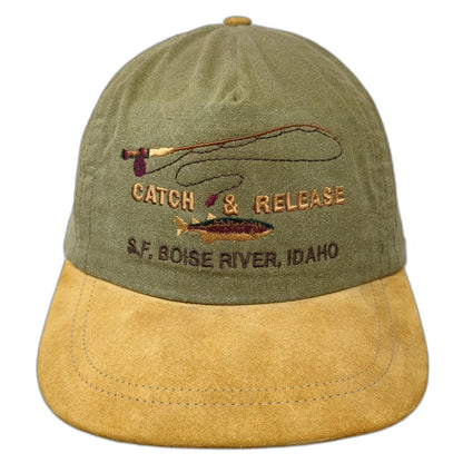 Impressions 5 Panel Green One Size Catch Release Boise River Idaho Fishing Hat