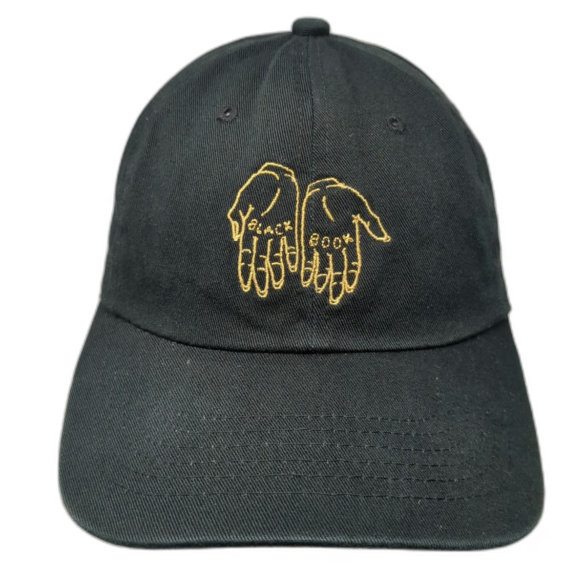 Baseball Cap Black One Size Gold Embroidered Hands Black Book Adjustable Hat