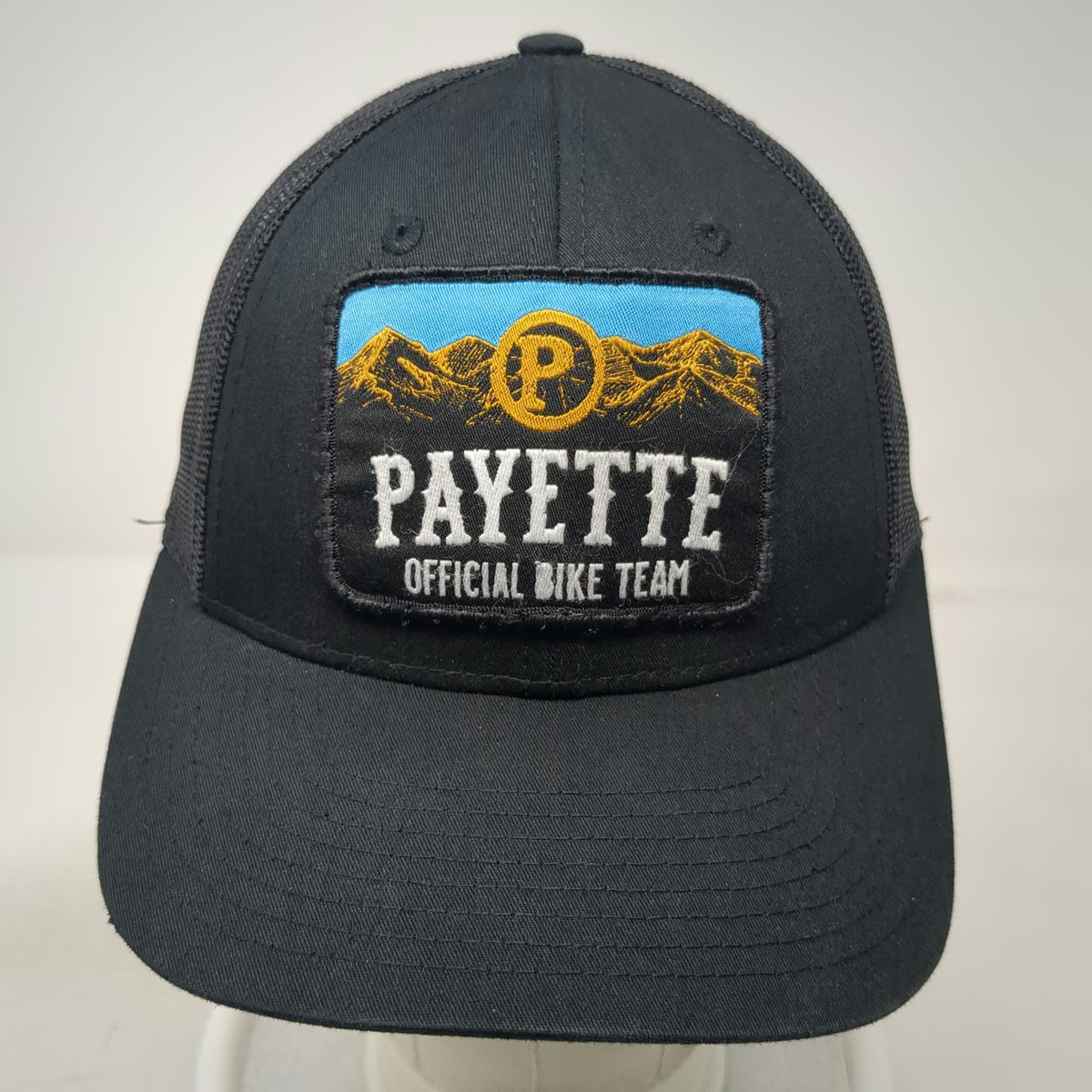 Richardson Trucker Hat Black S Payette Official Bike Team Mountain Logo Patch
