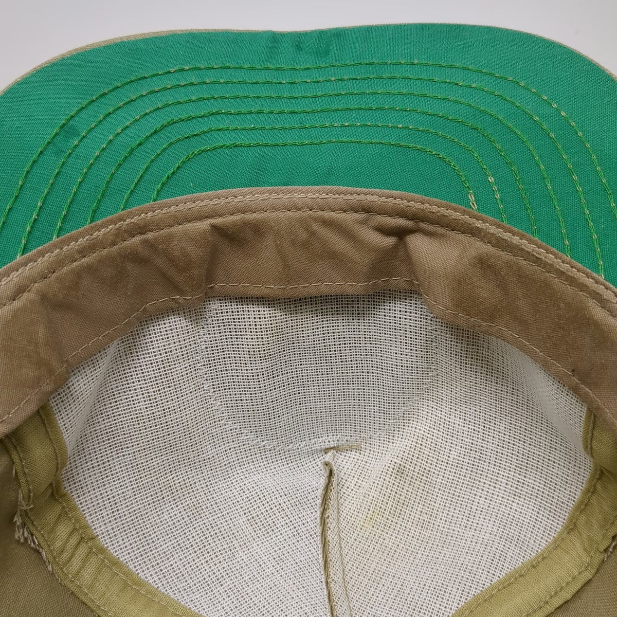 Beige 5 Panel One Size Hat USA Made Snapback Green Underbrim Army Patch Eagle
