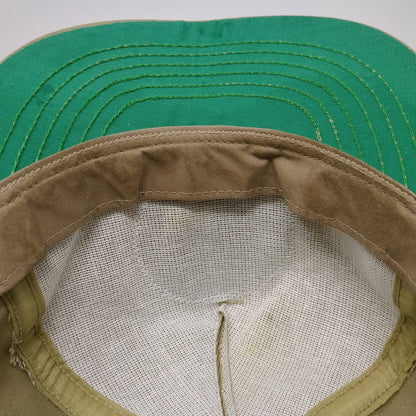 Beige 5 Panel One Size Hat USA Made Snapback Green Underbrim Army Patch Eagle