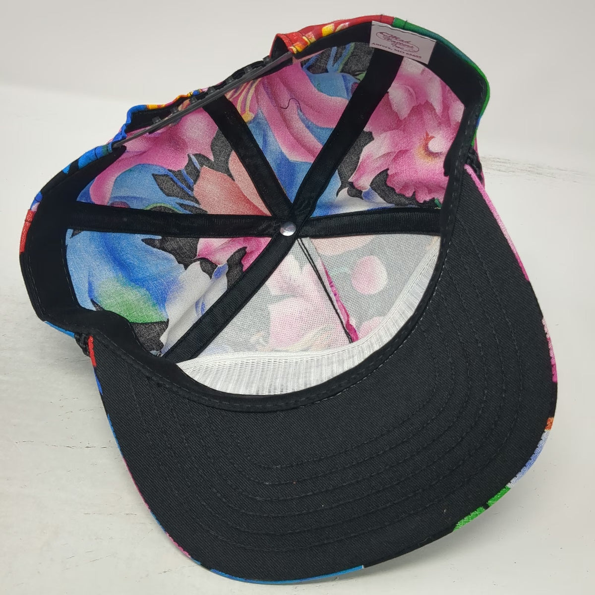 Prime Inc 5 Panel Black Floral Hat One Size Snapback Rope Springfield MO Logo