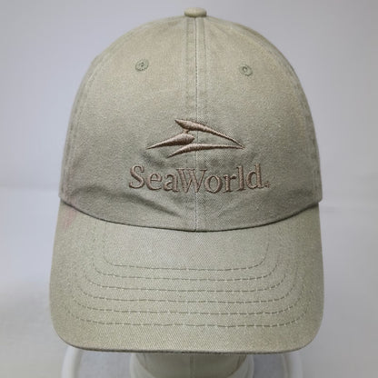 SeaWorld Baseball Cap Beige OS Embroidered Logo Slideback Strapback Hat Park
