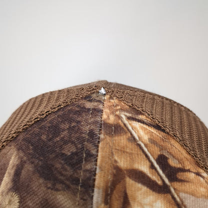 Brown Baseball Cap One Size Camo Platt Embroidered Mesh Strapback Hat Adjustable