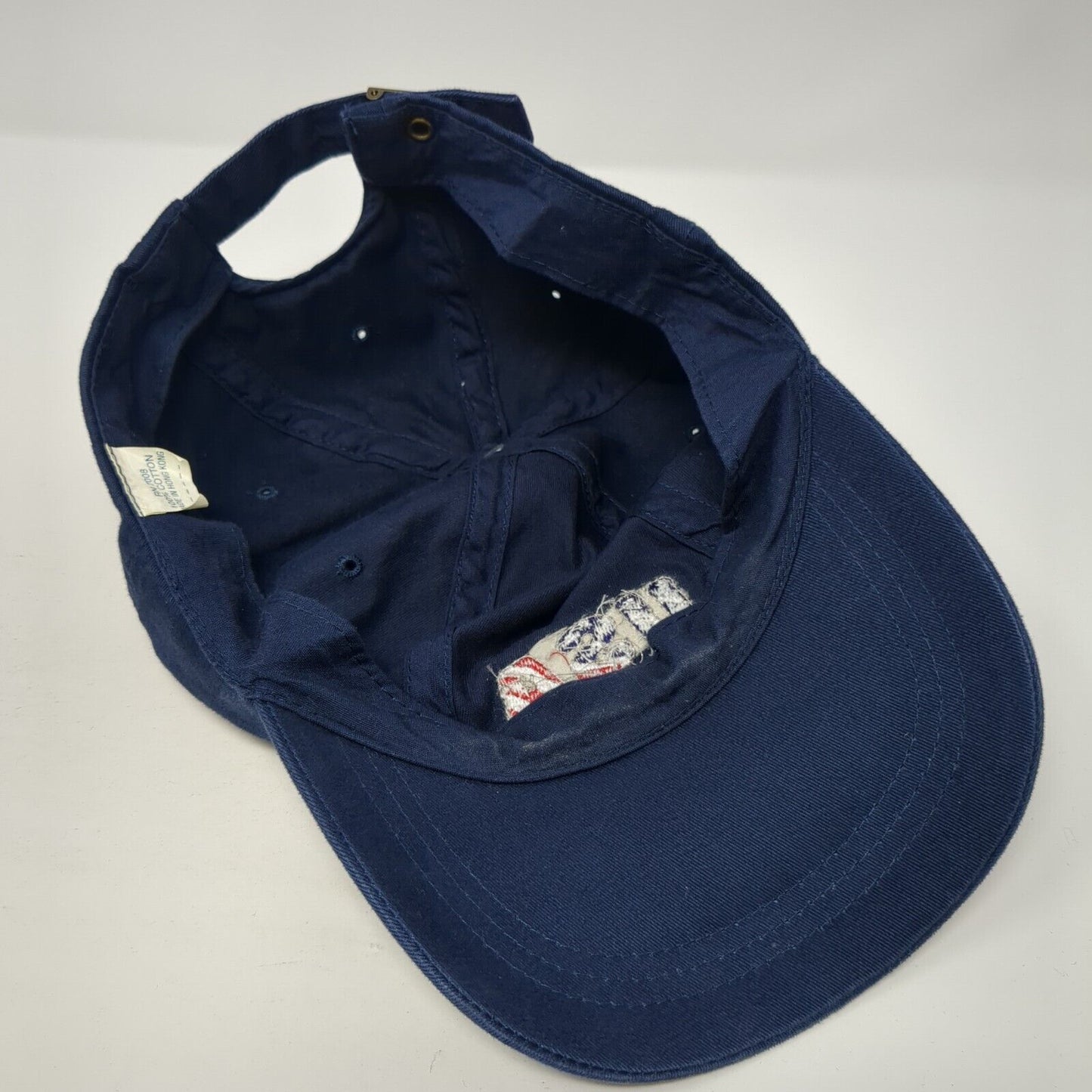 USA Slideback Hat Blue One Size Adjustable Embroidered Patriotic 6 Panel Cotton