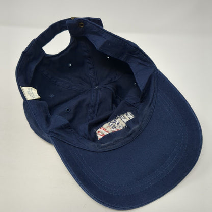 USA Slideback Hat Blue One Size Adjustable Embroidered Patriotic 6 Panel Cotton
