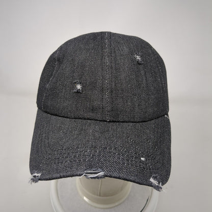 Unbranded Slideback Hat Black OSFA Adjustable Distressed 6 Panel Blank Cotton