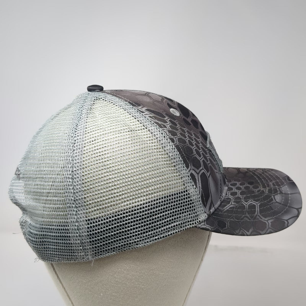 Kryptek Trucker Hat Gray Camo One Size Snapback Patch American Flag Mesh Back