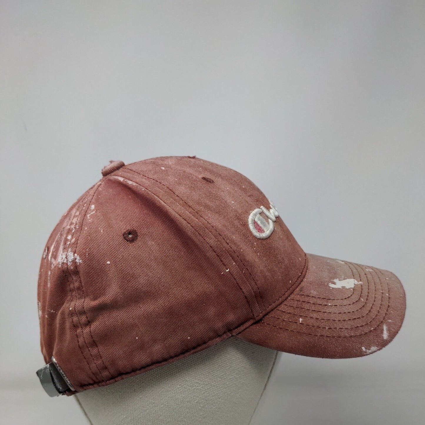 Champion Slideback Hat Red OSFM Leather Strap Embroidered 6 Panel
