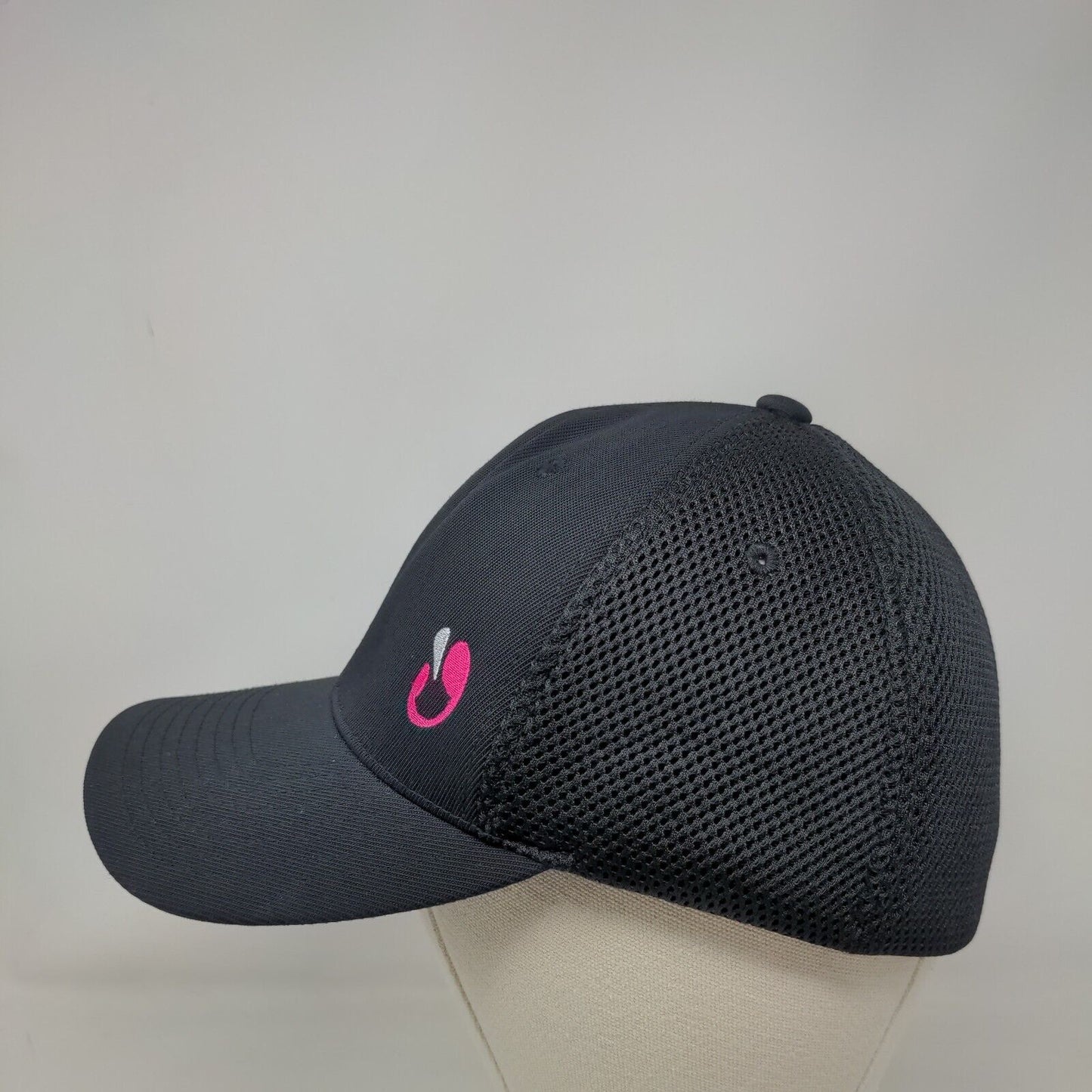 Pute.us Fitted Mesh Back Hat Black Large-XL Embroidered Flexfit
