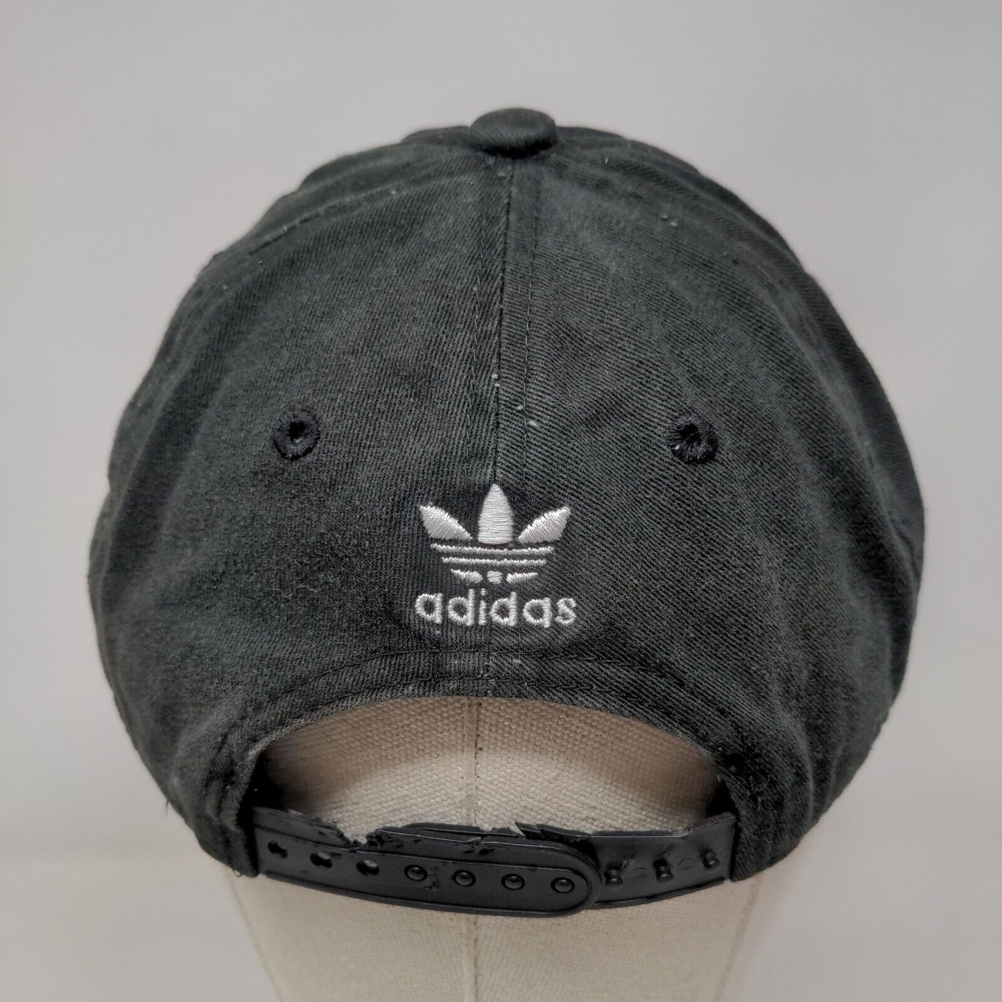 Adidas Trefoil Snapback Hat Black One Size Embroidered 3 Stripes 6 Panel
