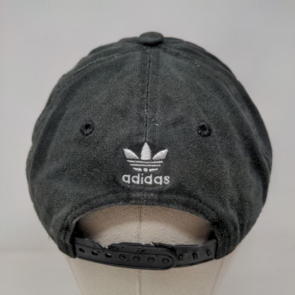 Adidas Trefoil Snapback Hat Black One Size Embroidered 3 Stripes 6 Panel
