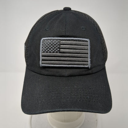 American Flag Strapback Hat Black OS Adjustable Embroidered Patriotic Pit Bull