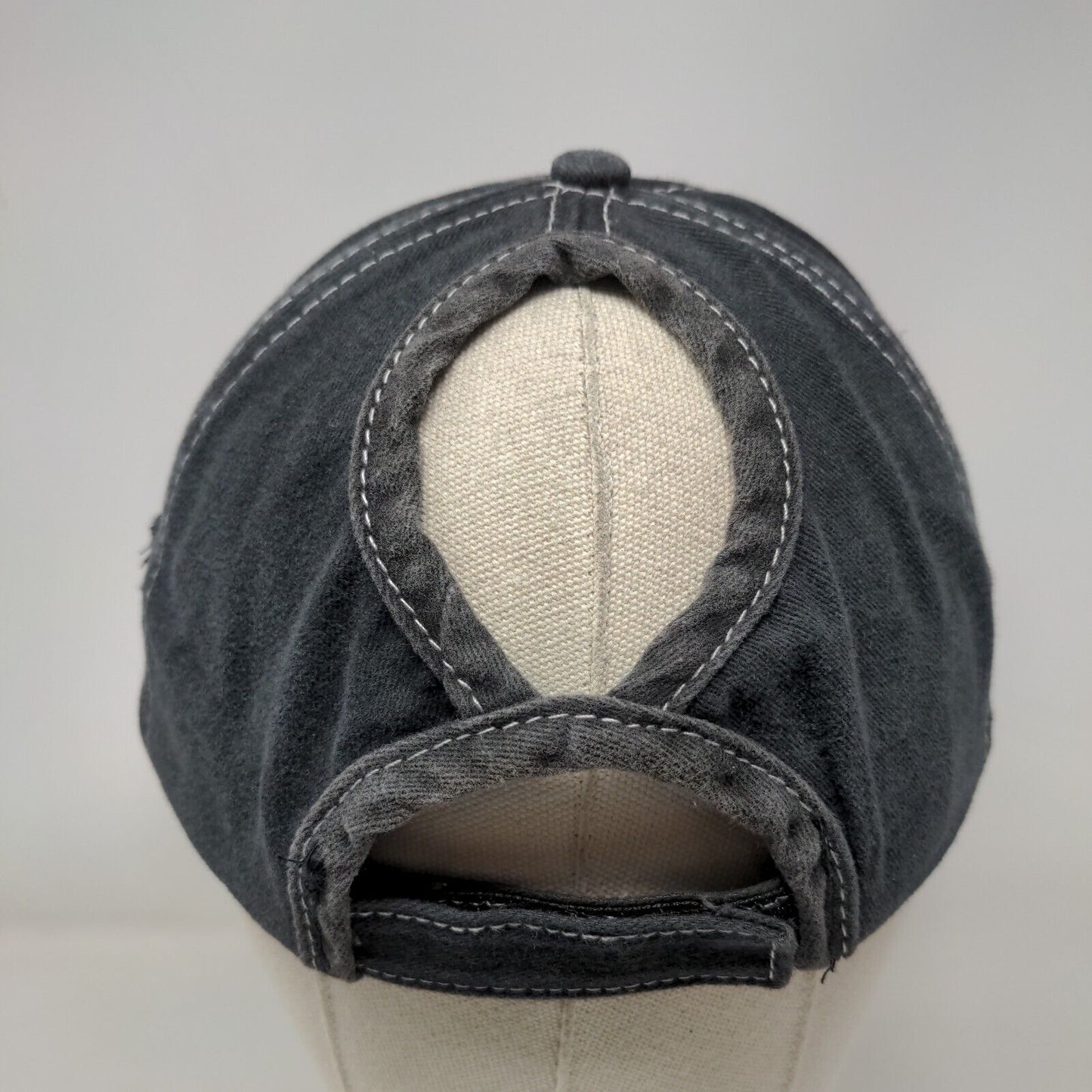 Unbranded Strapback Hat Gray One Size Adjustable Stars Ponytail