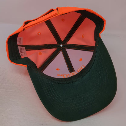 Caterpillar CAT Baseball Cap Orange One Size Tonal Logo Strapback Green Brim Hat