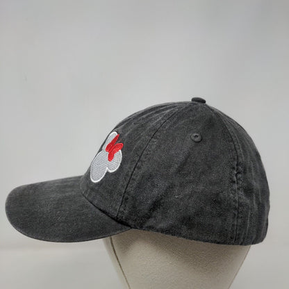 Minnie Mouse Slideback Hat Gray One Size Embroidered Leather Strap Adams