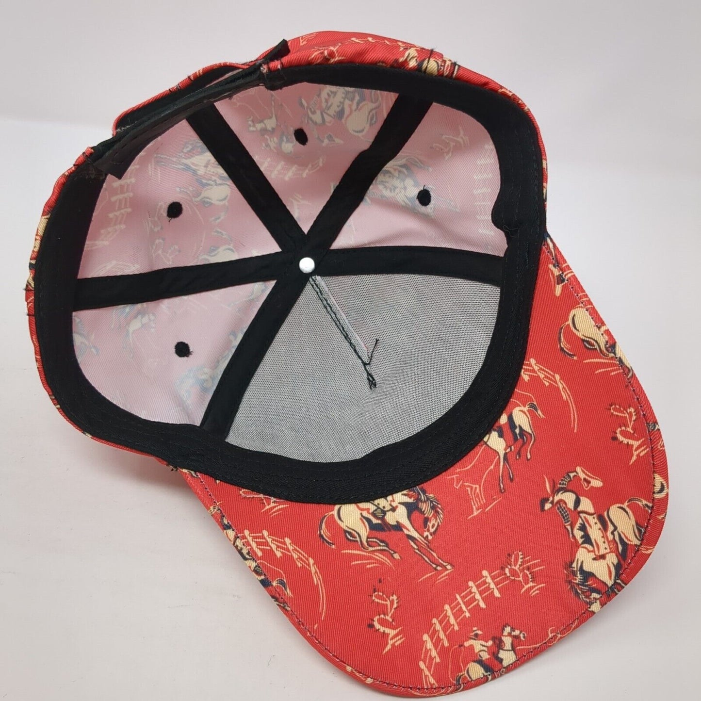 Rodeo Horse Strapback Hat Red One Size Adjustable Animal Print 6 Panel