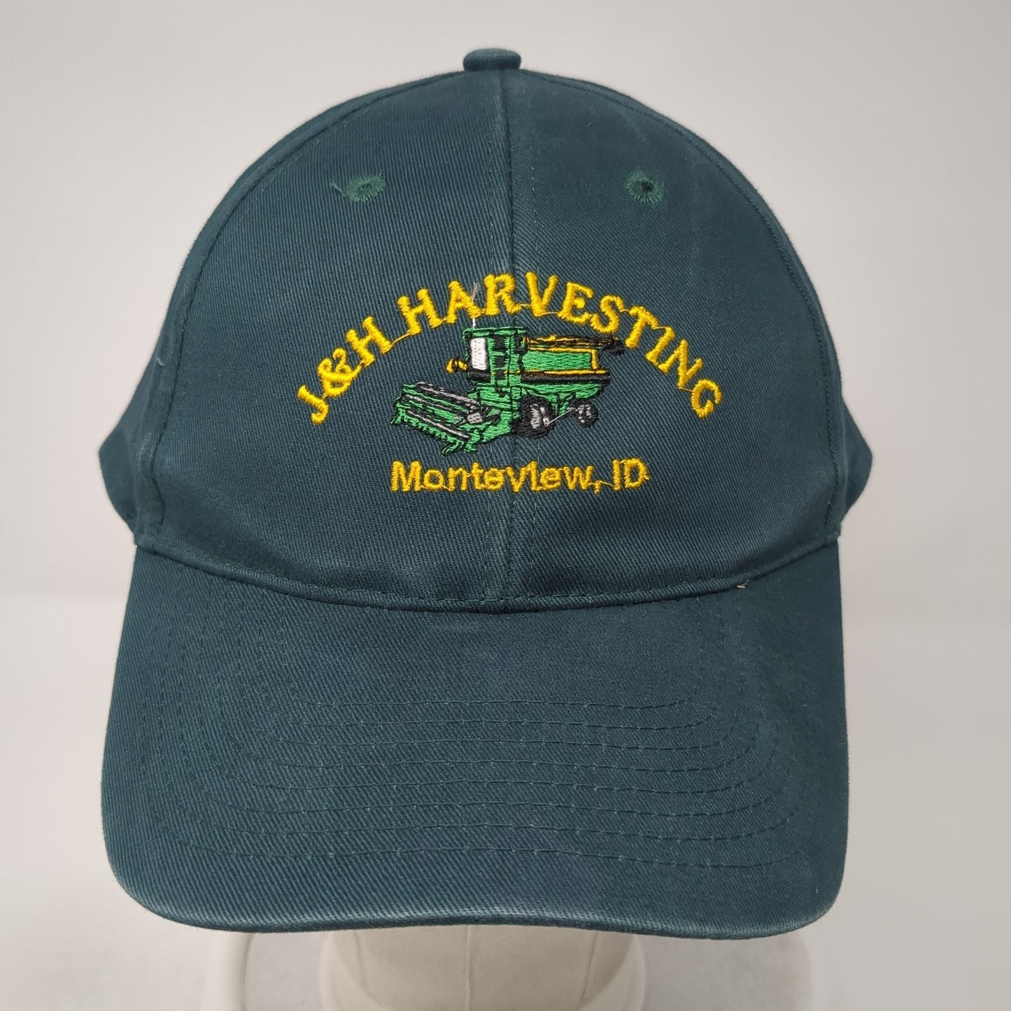 J&H Harvesting Monteview ID Strapback Hat Green One Size Embroidered