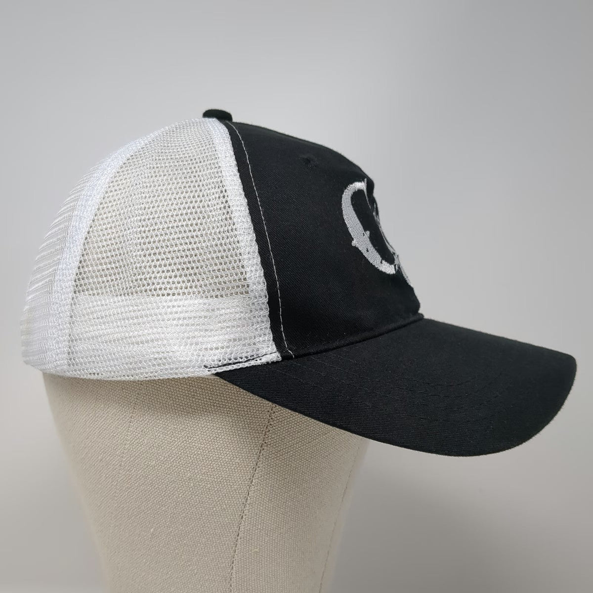 Cap America Trucker Hat Black One Size Crooked 8 Logo Mesh Snapback Structured