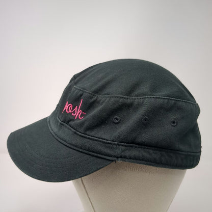 District Army Cap Black One Size Pink Posh Script Embroidery Frayed Edge Hat
