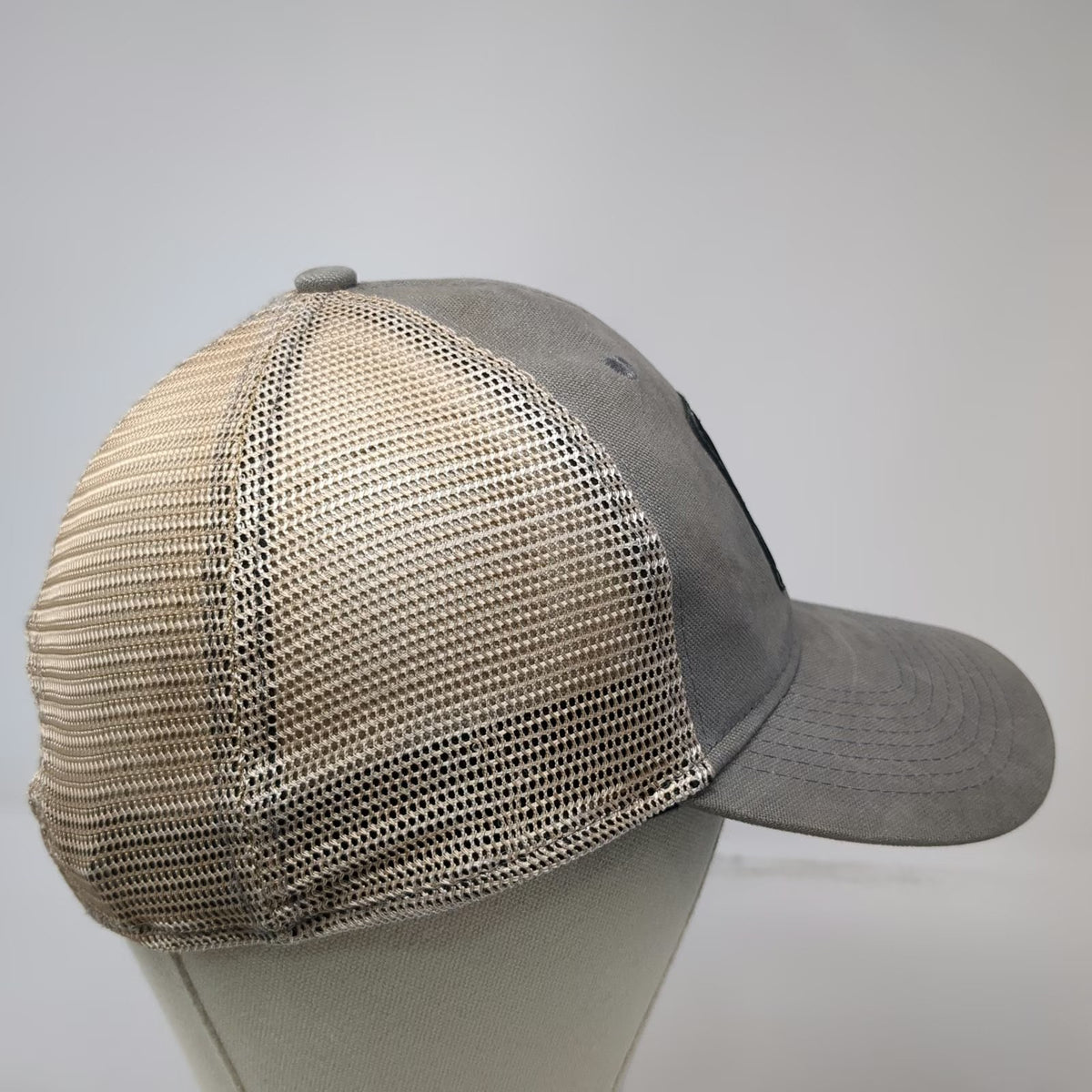 Vortex Trucker Hat Gray One Size Mesh Back Snapback Rubber Logo Patch Adjustable