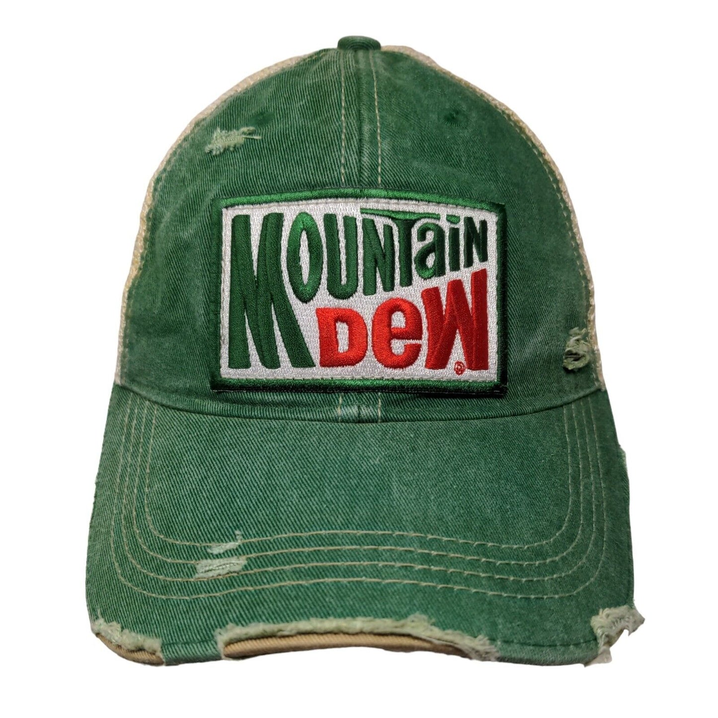 Mountain Dew Snapback Trucker Hat Multicolor One Size Embroidered Distressed