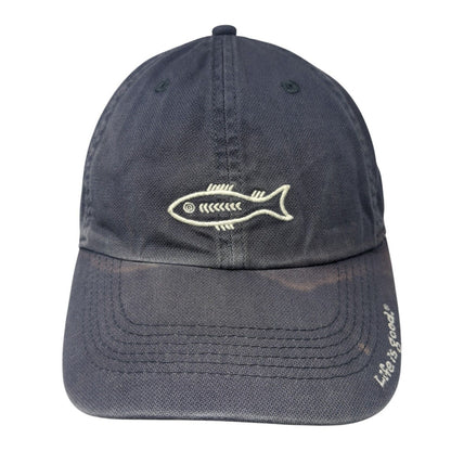 Fish Slideback Hat Blue One Size Adjustable Embroidered Life Is Good