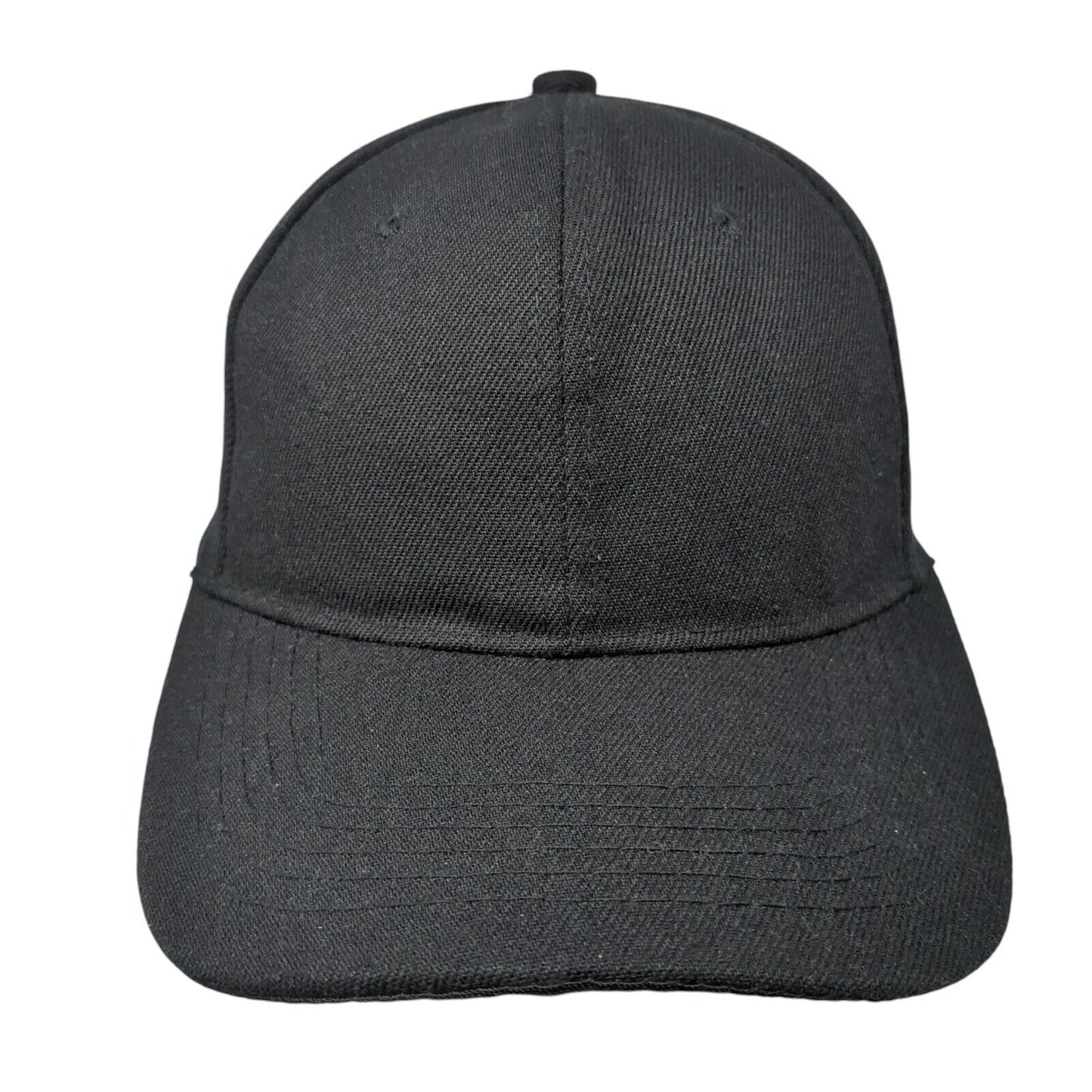 Unbranded Strapback Hat Black One Size Adjustable Vented Holes 6 Panel Blank
