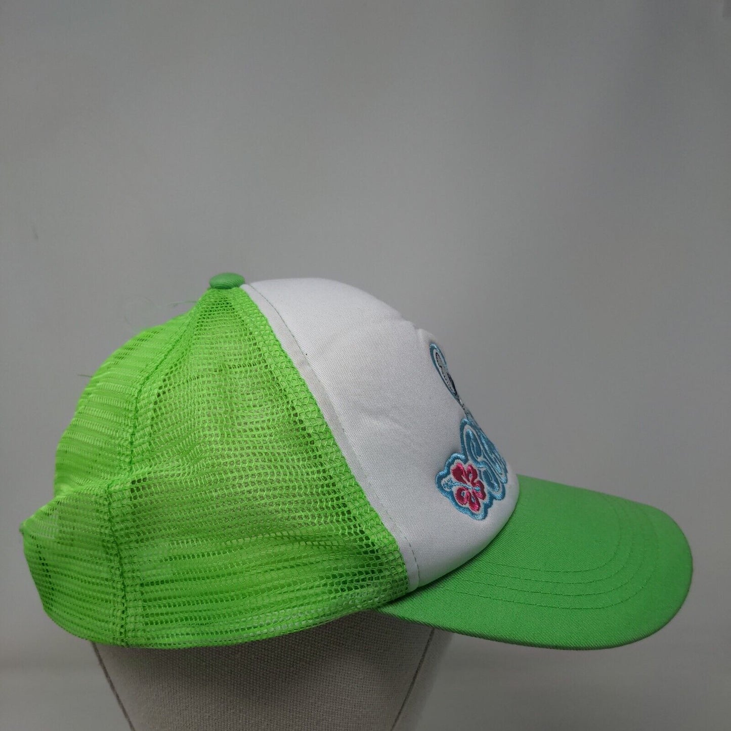 Stitch Snapback Trucker Hat Green One Size Adjustable Embroidered Mesh Back