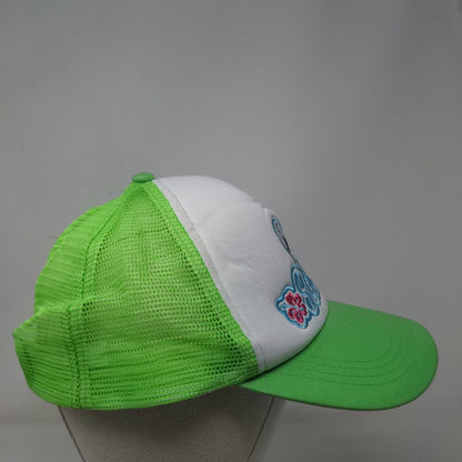 Stitch Snapback Trucker Hat Green One Size Adjustable Embroidered Mesh Back