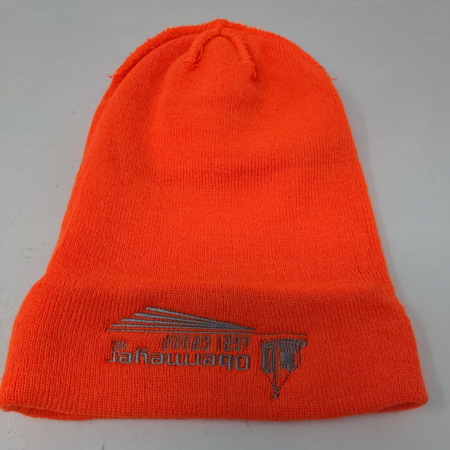 Obermeyer Agri Group Men's Knit Beanie Hat Cap Orange Embroidered Logo Acrylic
