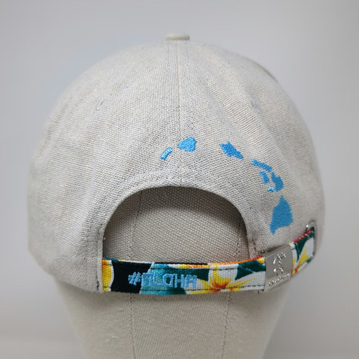 Aloha Headwear 5 Panel Beige Hat OSFM Hawaii Islands Tropical Floral Flat Brim