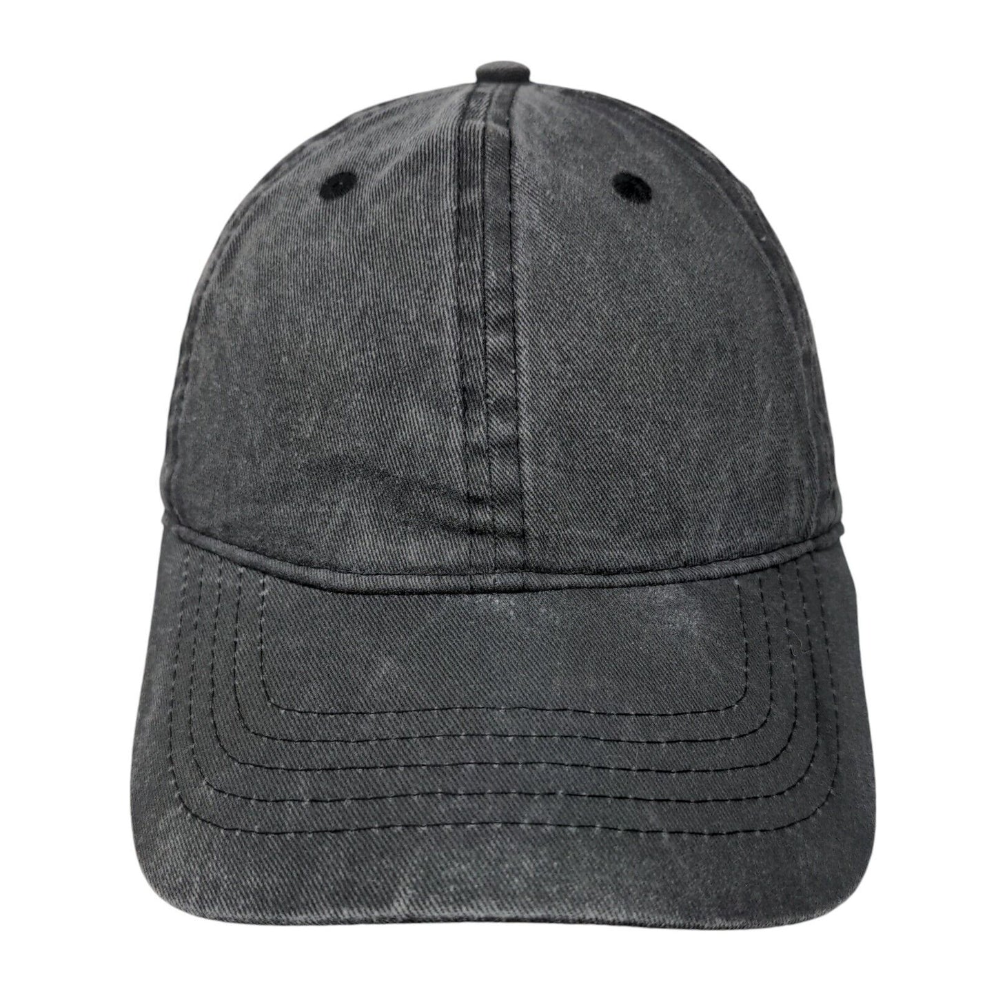 Unbranded Strapback Hat Gray Black Soot OSFM Adjustable 6 Panel Blank
