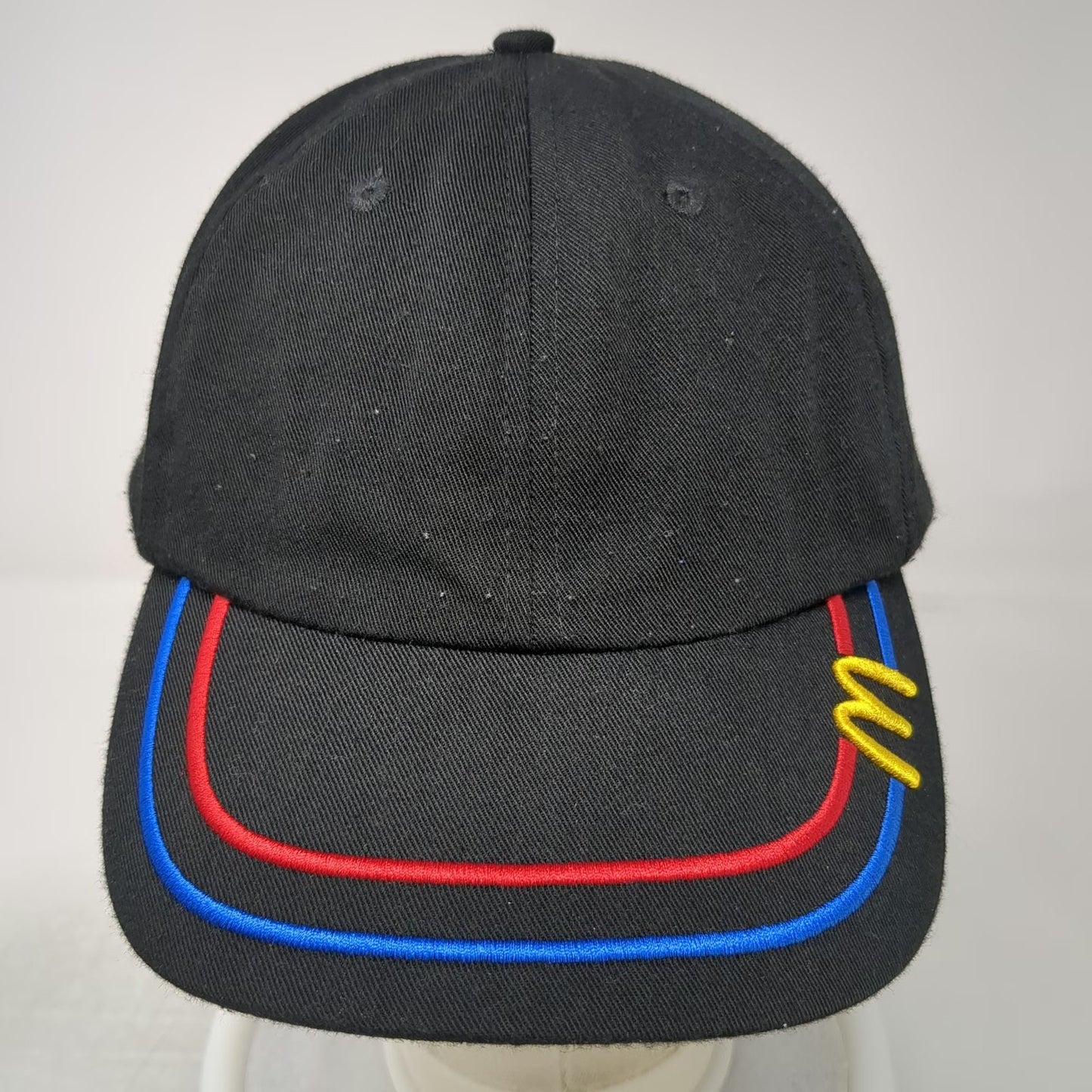 McDonald's Baseball Cap Black One Size Recycled Fabric Strapback Hat Yellow M