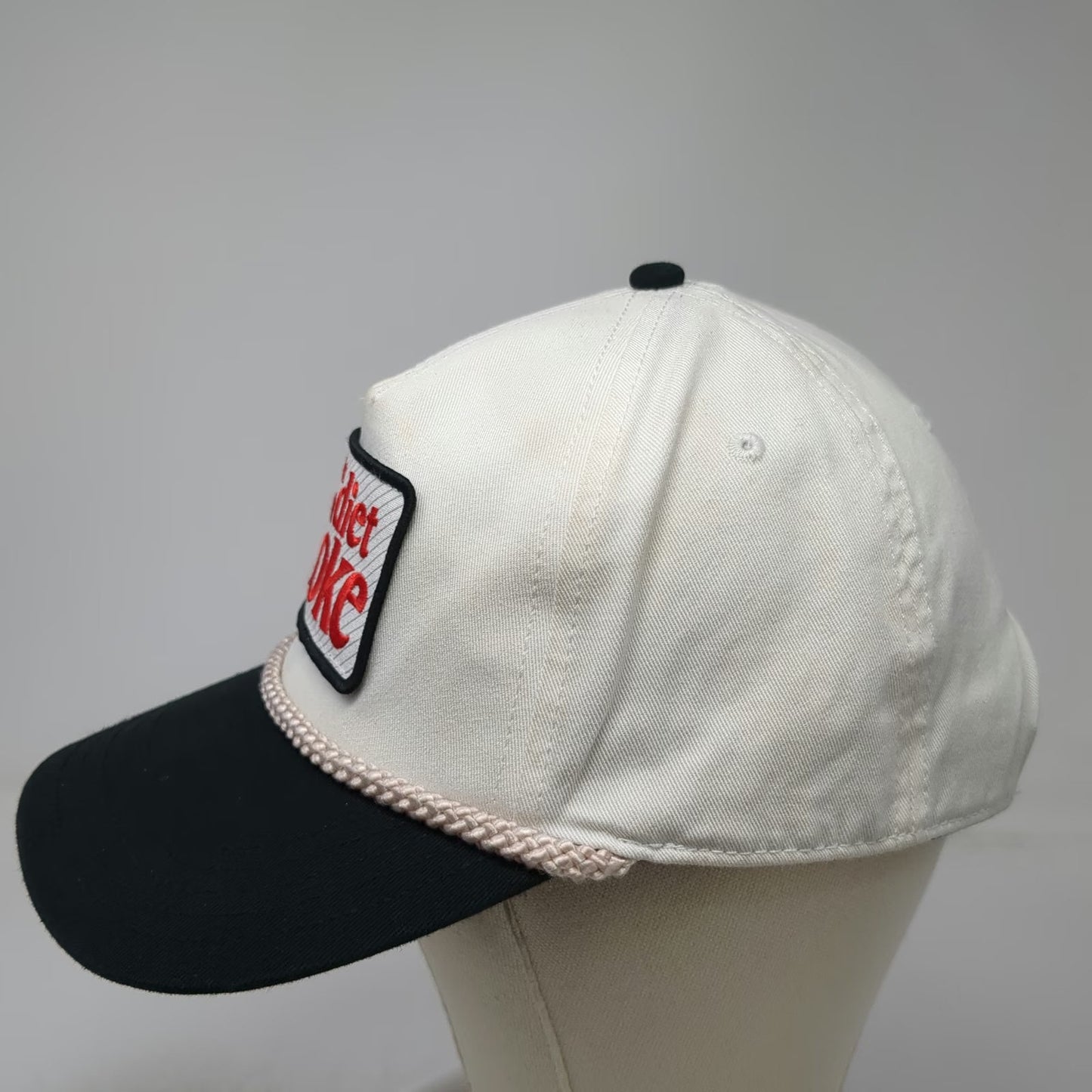 American Needle 5 Panel White Black Hat One Size Diet Coke Patch Rope Snapback