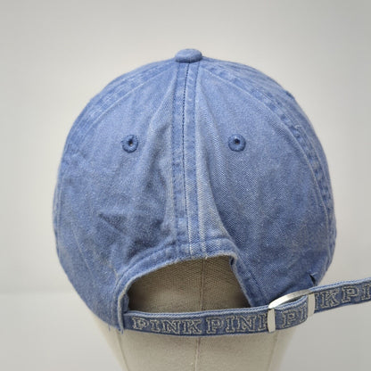 PINK Slideback Hat Blue OS Adjustable Glittered Embroidered Victoria's Secret