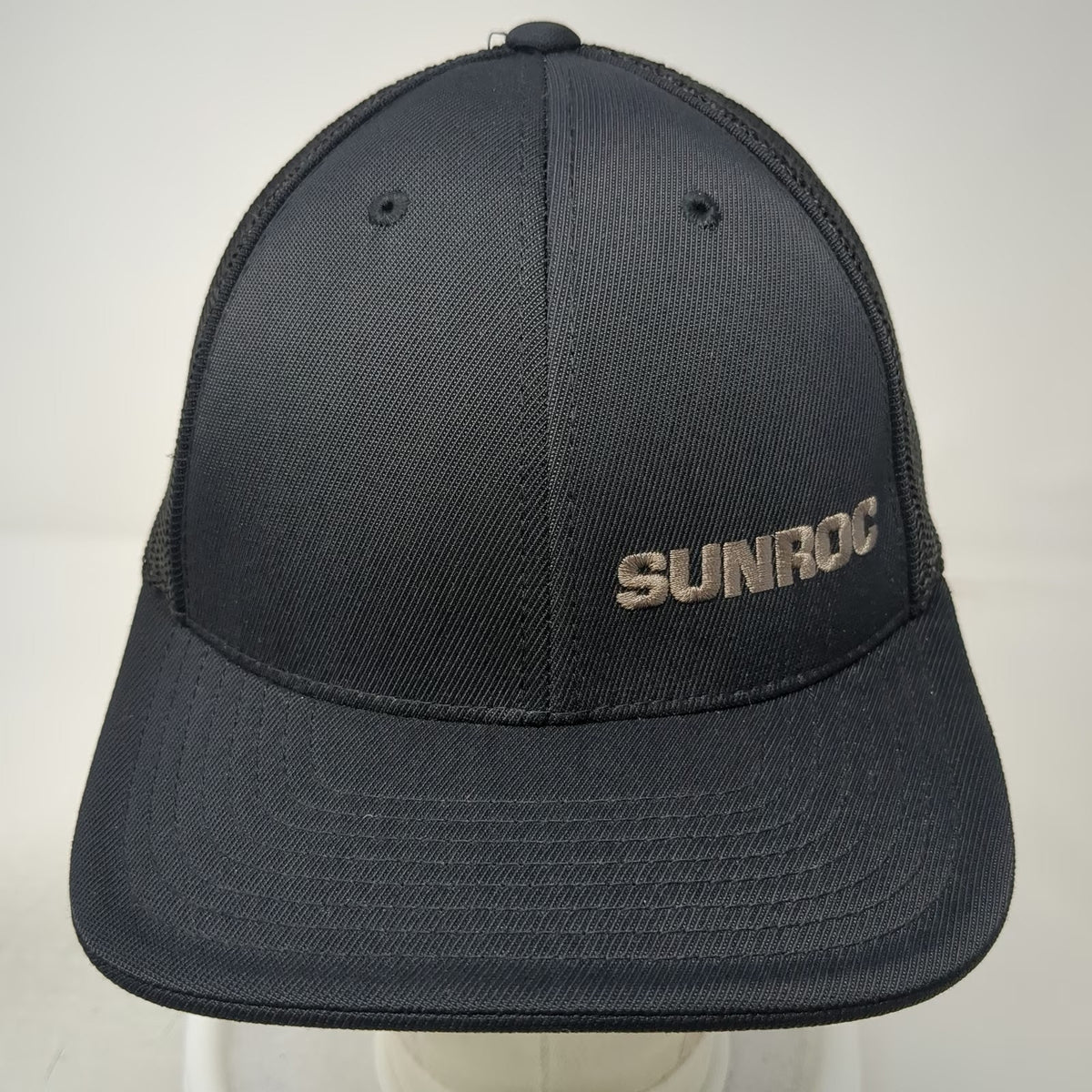 Pacific Headwear Baseball Cap Black 7 3/8 Mesh Back Stretch Fit Sunroc Logo Hat