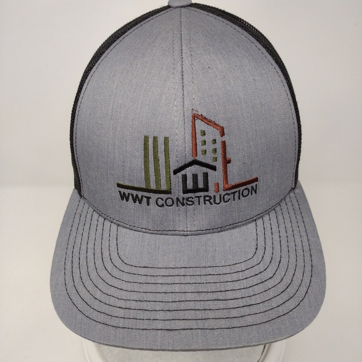 WWT Construction Snapback Trucker Hat Gray OSFA Adjustable Mesh Pacific Headwear