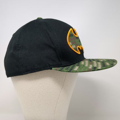 DC Comics Batman Baseball Cap Black XL Fitted Camo Logo Graphic Flat Brim Hat