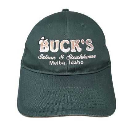 Buck's Saloon & Steakhouse Melba Idaho Strapback Hat Green OS Adjustable Cotton