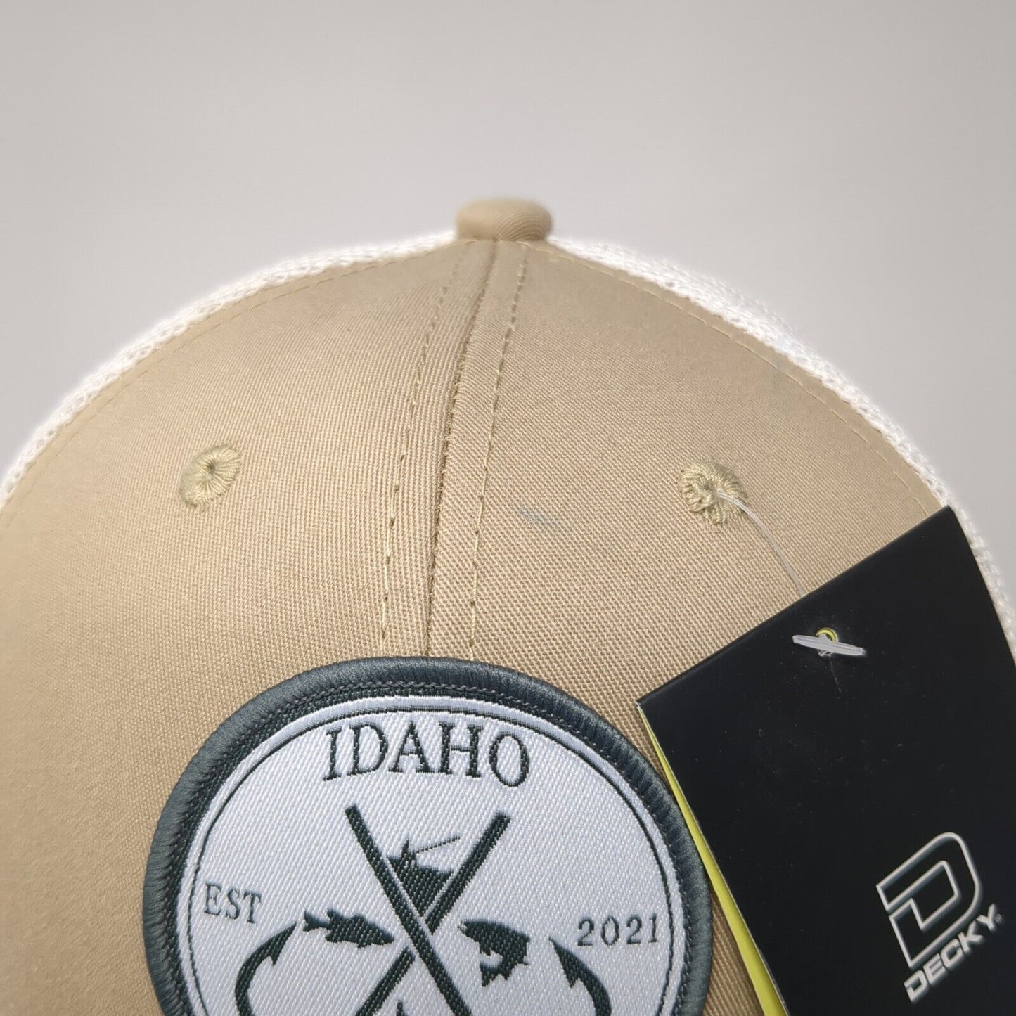 Idaho Rod & Reel Est. 2021 Snapback Trucker Hat Tan OS Adjustable W/Tags Decky